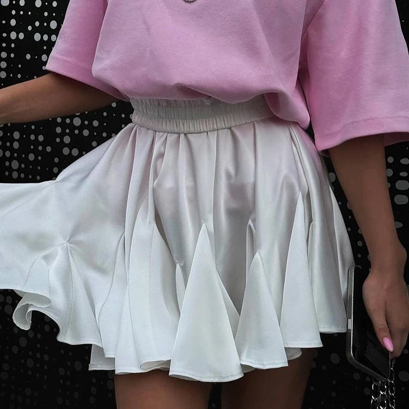 Glorol - A-line Irregular Patchwork Elastic Waist Skirt