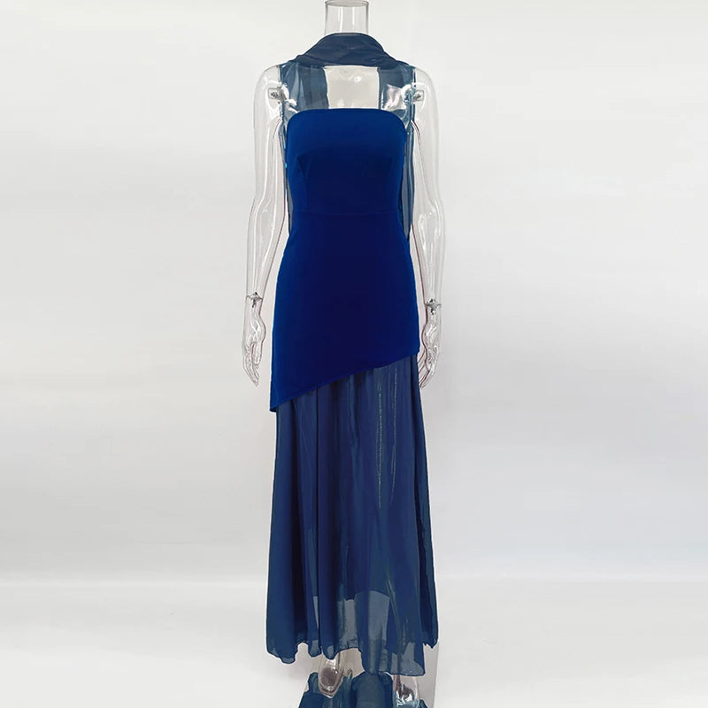 Glorol - Elegant Strapless Sleeveless Maxi Dress