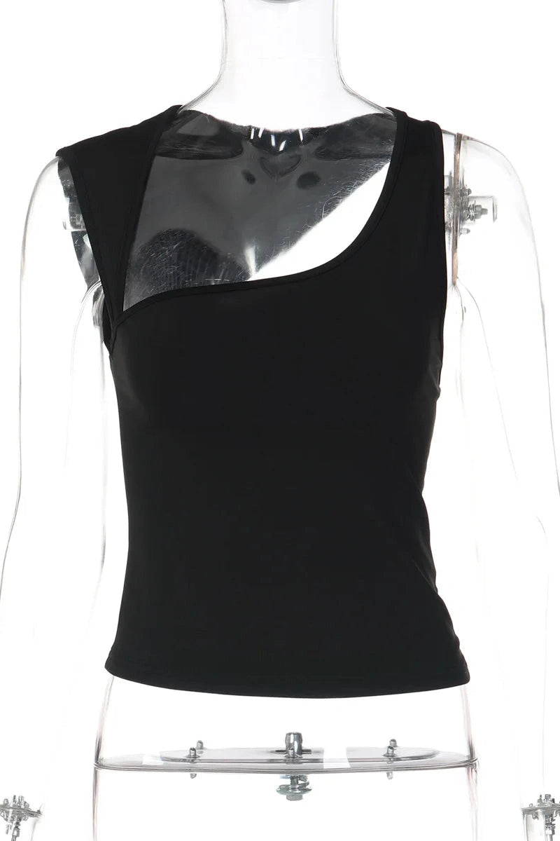 Glorol - Sleeveless Slim Irregular Top