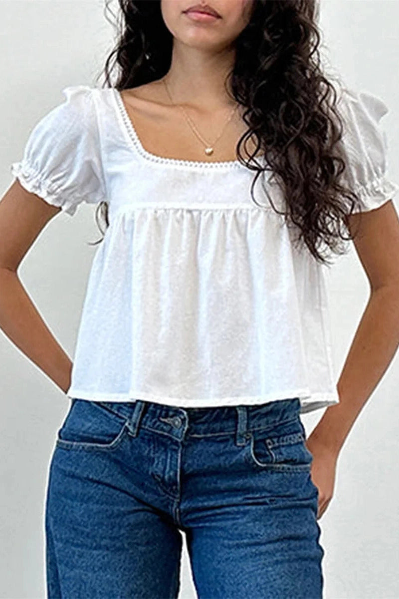 Glorol - Short Sleeve Square Neck Top