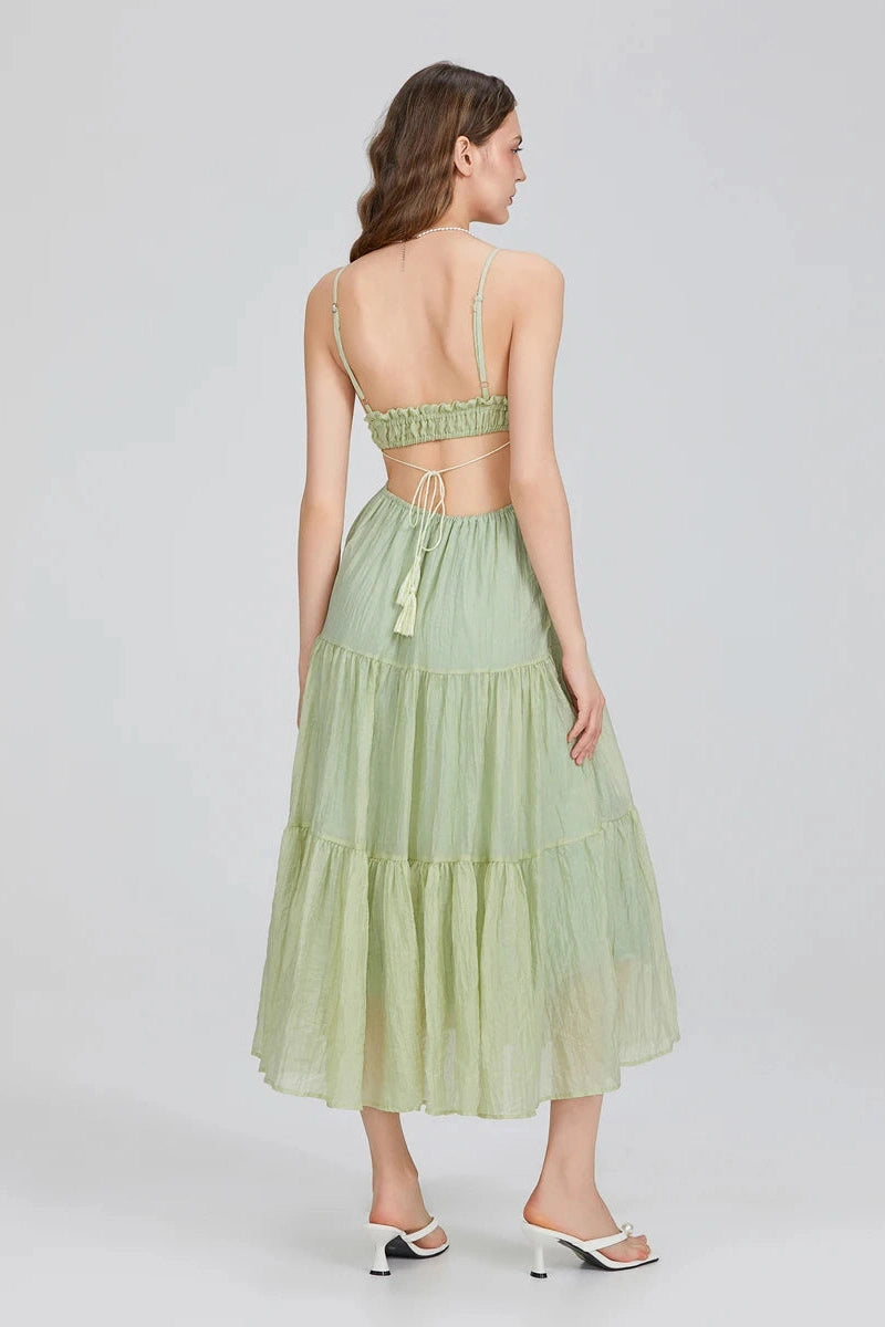 Glorol - Elegant Sleeveless High Waist Midi Dress