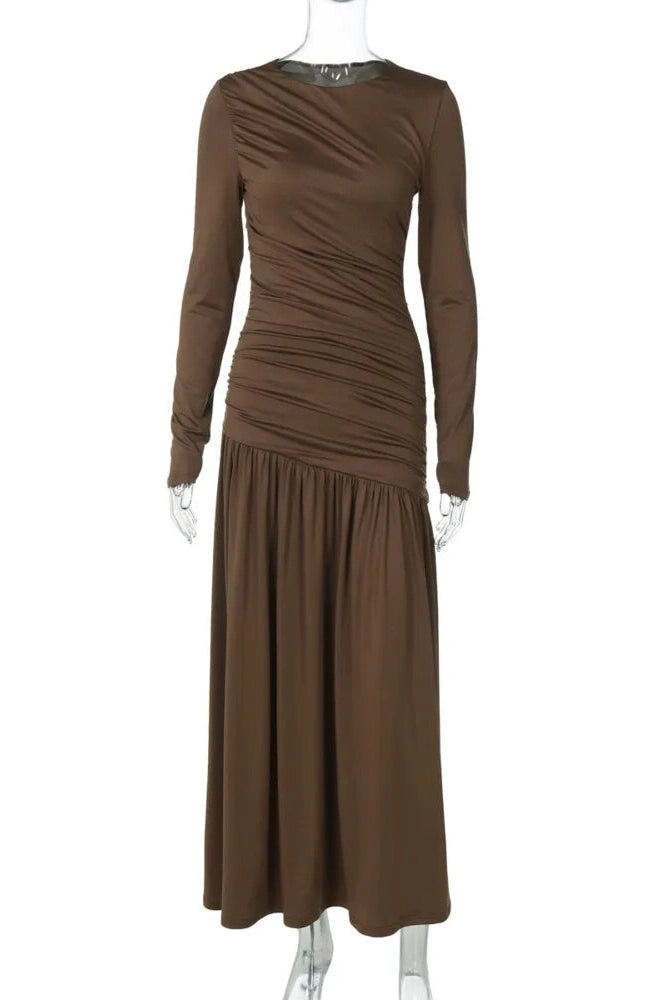 Glorol - Elegant Long Sleeve Bodycon Maxi Dress