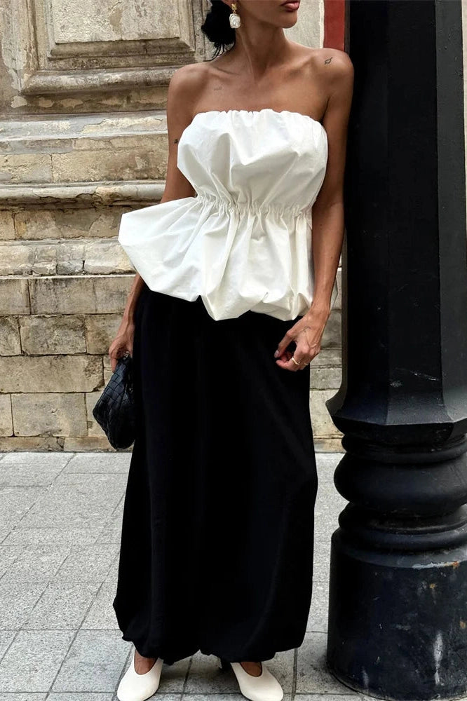 Glorol - Pleated Backless High Waist Top