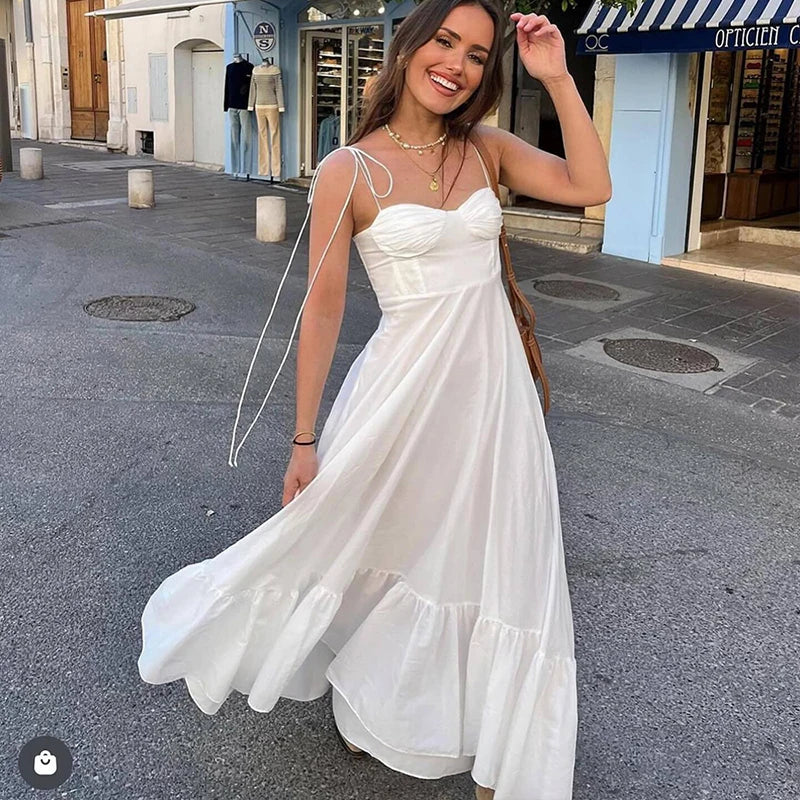 Glorol - Pleated Sleeveless Zipper Maxi Dress