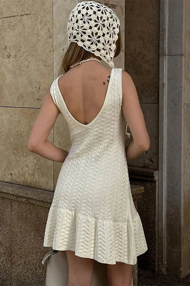 Glorol - Hollow Out Patchwork Sleeveless Slim Mini Dress