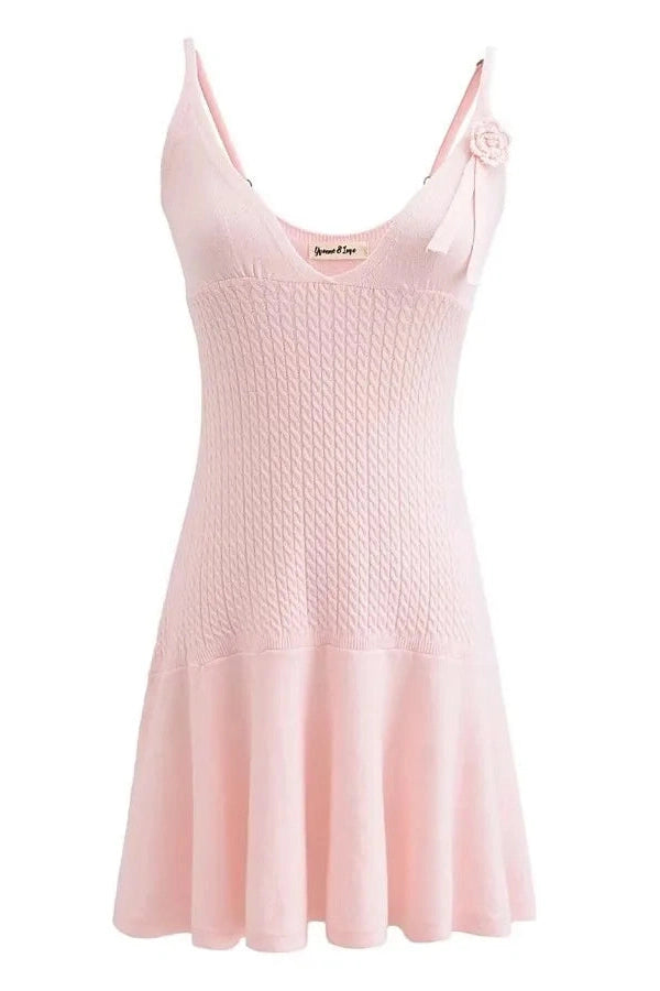 Glorol - Elegant Knitted Sleeveless V Neck Slim Mini Dress