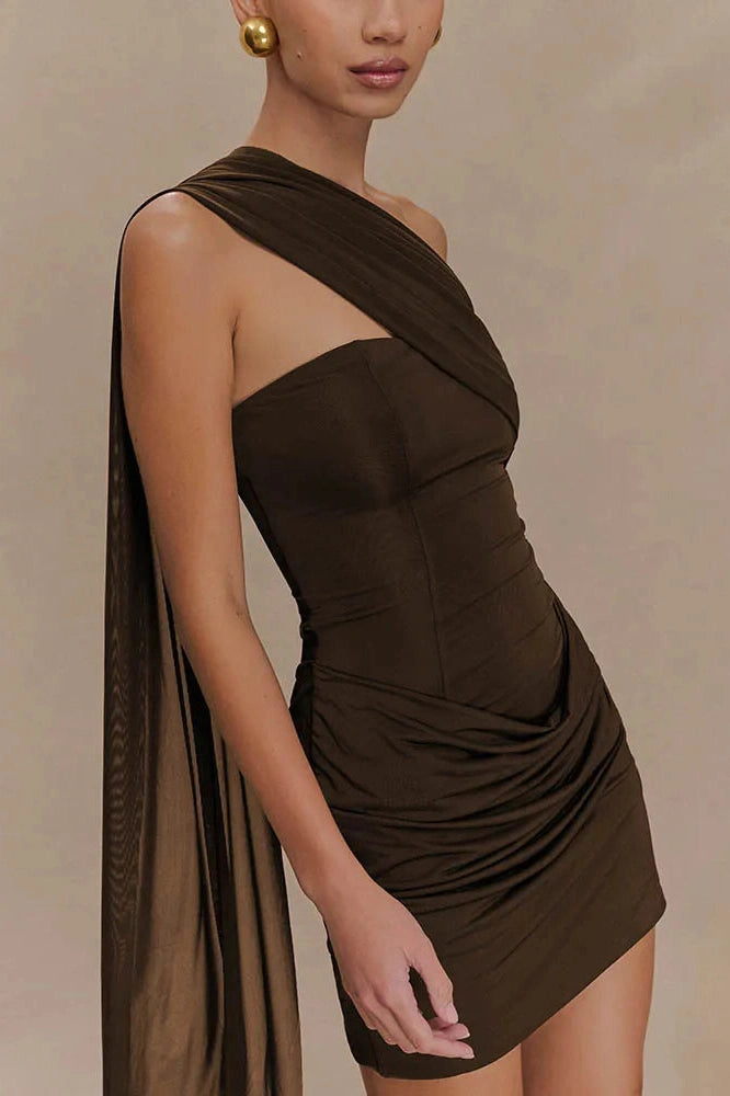 Glorol - One Shoulder Backless Sleeveless Bodycon Mini Dress