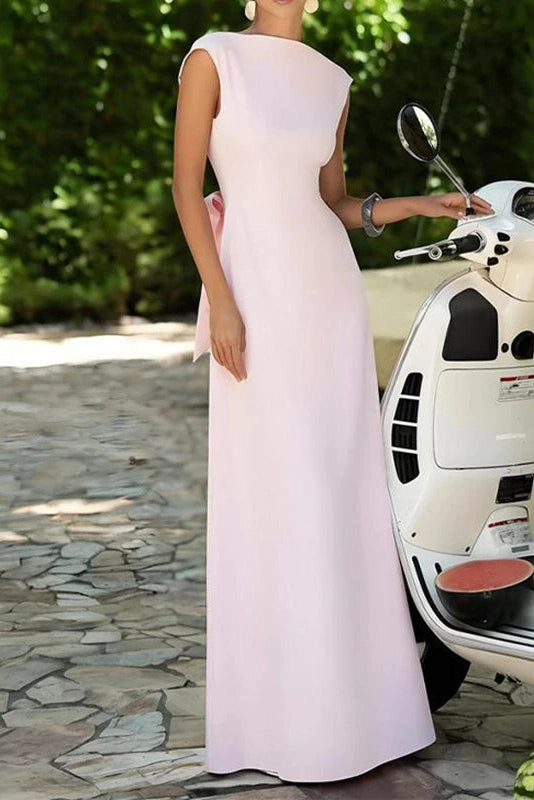 Glorol - Elegant Hollow Out High Waist O-Neck Sleeveless Maxi Dress