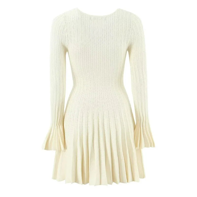 Glorol - Hollow Out High Waist Long Sleeve Mini Dress