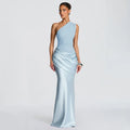 Glorol - One Shoulder Sleeveless Slim Maxi Dress