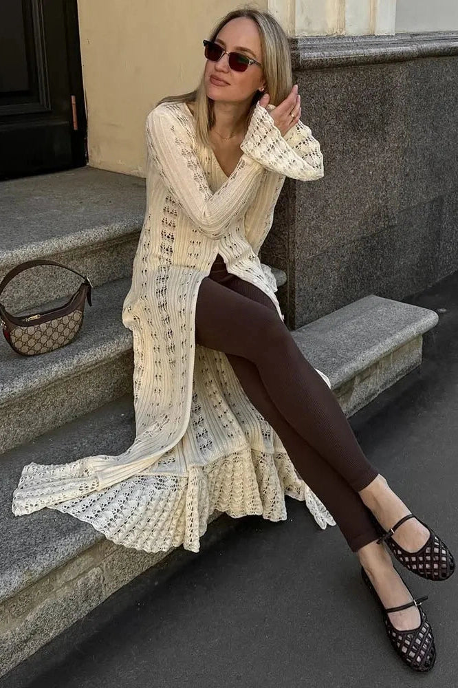 Glorol - Hollow Out Loose Patchwork Maxi Dress