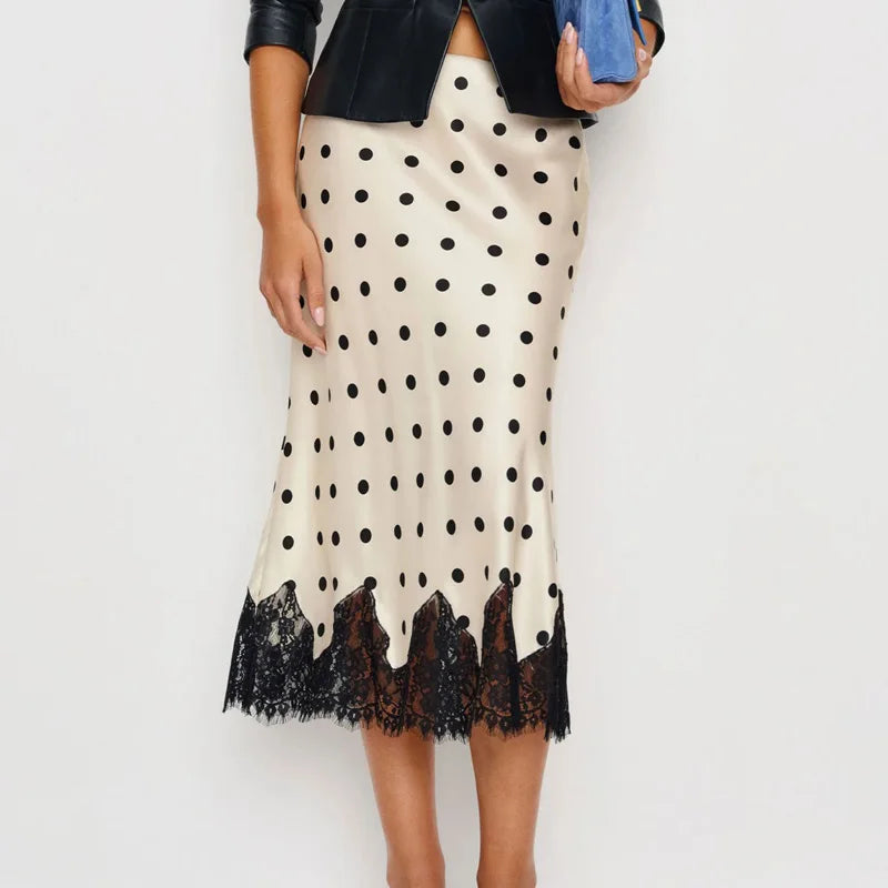 Glorol - High Waist Lace Patchwork Skirt