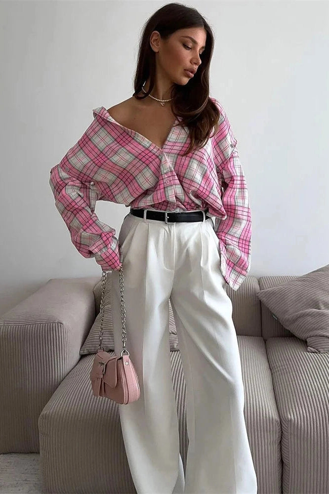Glorol - Printed Patchwork Loose Long Sleeve Top