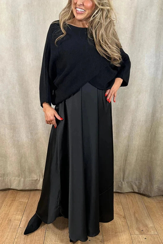 Glorol - Elegant O-Neck Knitted Maxi Dress