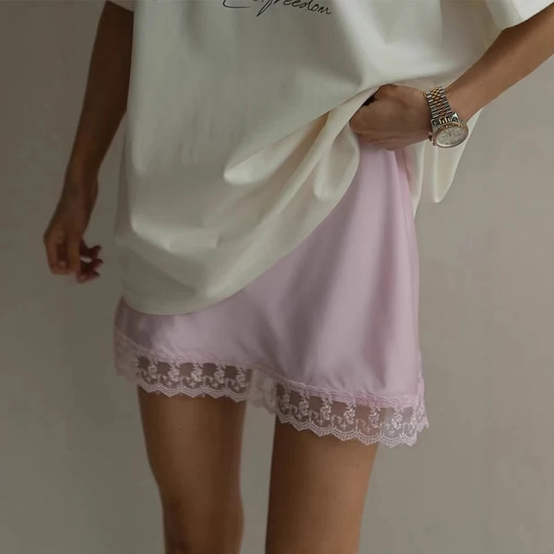 Glorol - High Waist Loose Lace Skirt