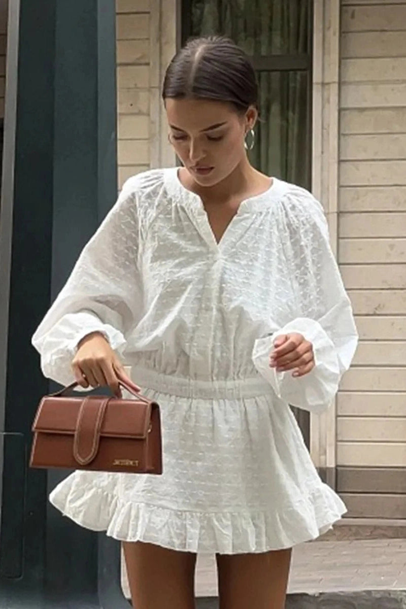 Glorol - Elegant A-Line Sleeves Fit Waist Mini Dress