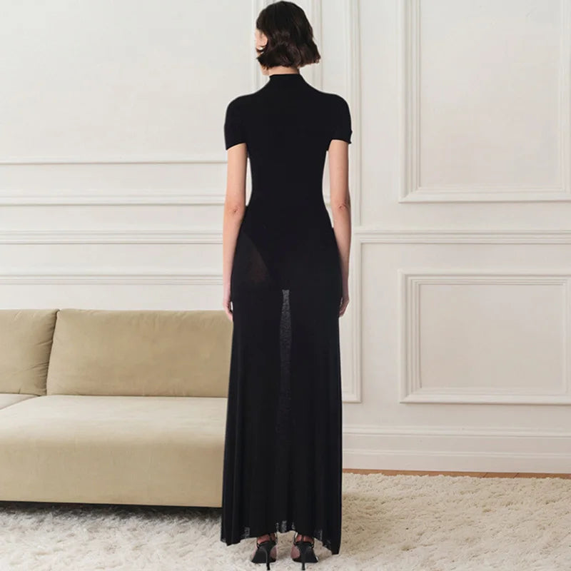 Glorol - Hollow Out See Through Patchwork Maxi Dress