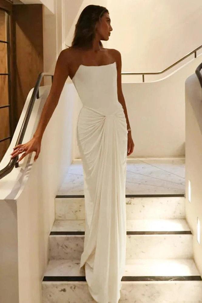 Glorol - Off-Shoulder Strapless Sleeveless Backless Bodycon Maxi Dress