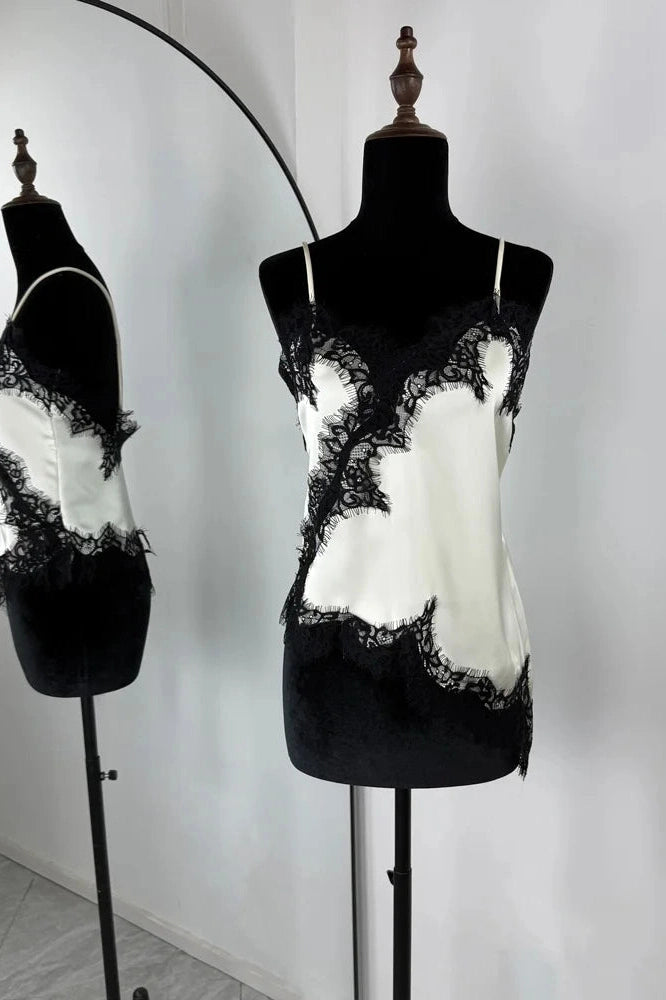 Glorol - Lace Backless Patchwork V-Neck Slim Bodycon Mini Dress