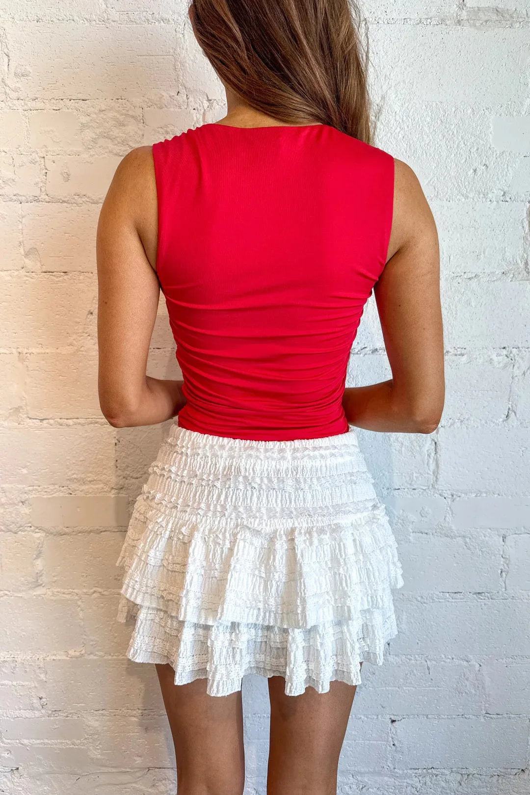 Glorol - Elastic Waist Tiered Lace Skirt