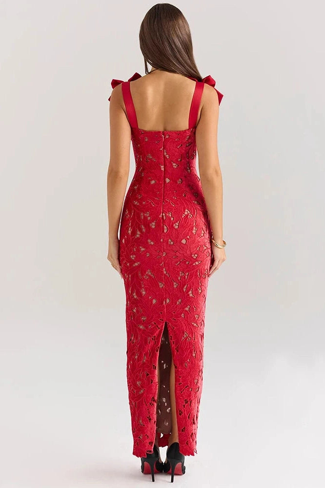 Glorol - Lace Sleeveless Backless Bodycon Maxi Dress