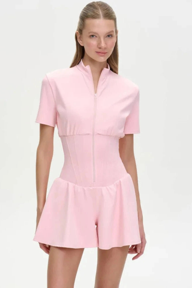 Glorol - 2026 Zipper Short Sleeve Bodycon Jumpsuit