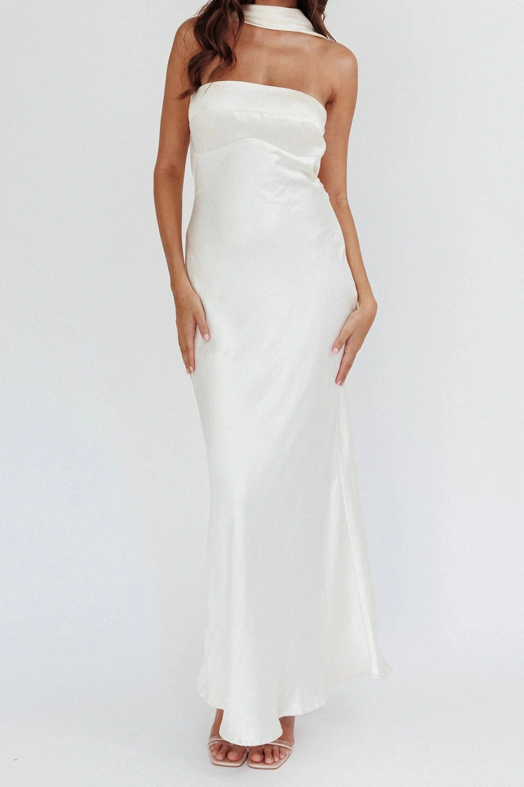 Glorol - Backless Strapless Slim Fit Sleeveless Maxi Dress
