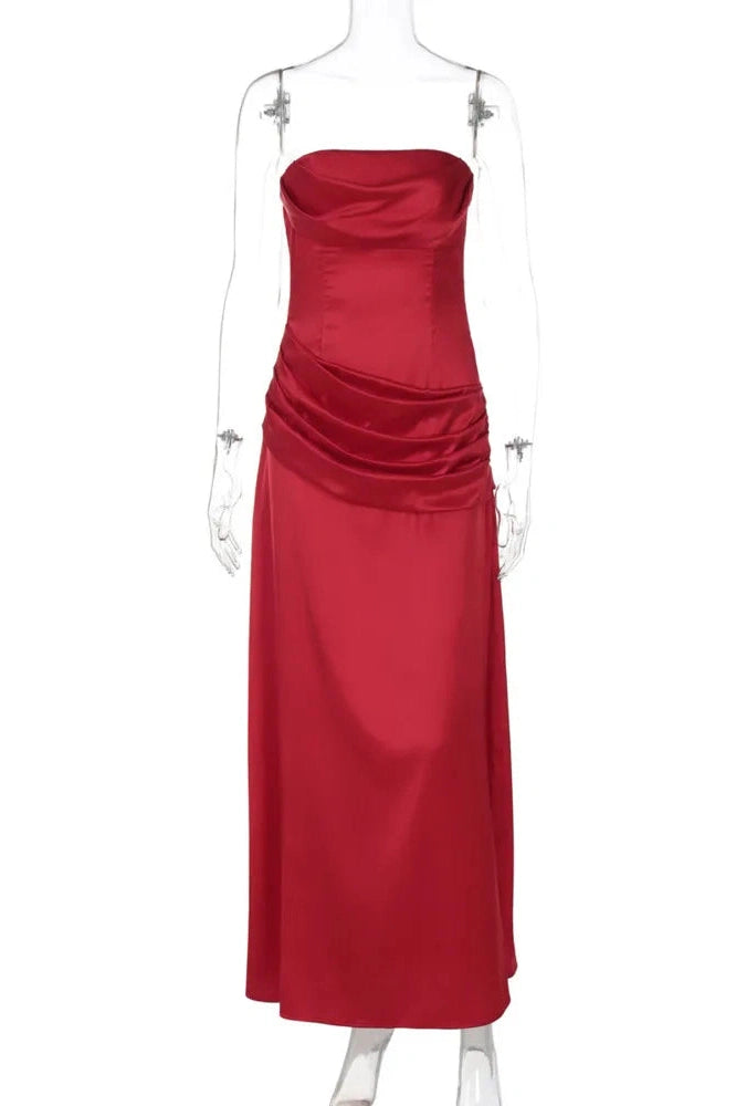 Glorol - Off-Shoulder Strapless Sleeveless Backless Bodycon Maxi Dress
