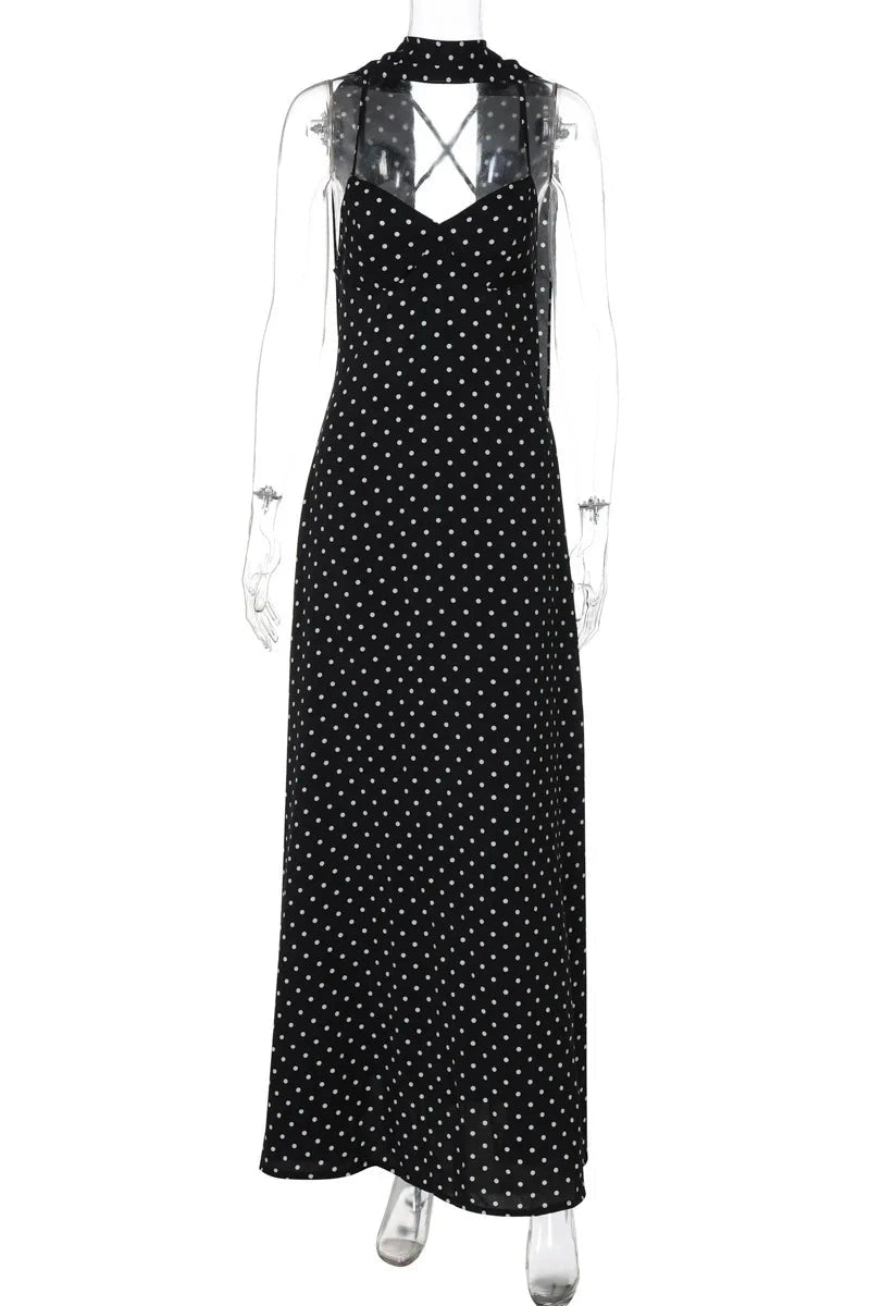 Glorol - Spaghetti Strap Sleeveless Backless A-Line Maxi Dress