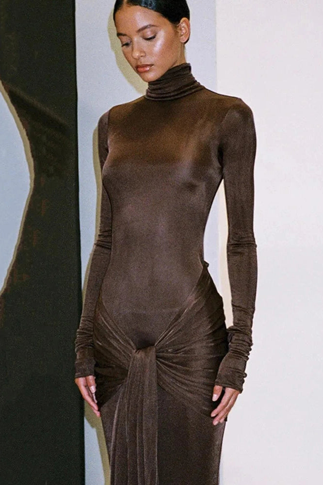 Glorol - Elegant Long Sleeve Bodycon Maxi Dress