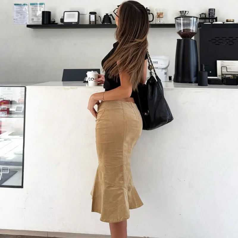 Glorol - Elegant Embroidered Split Skirt