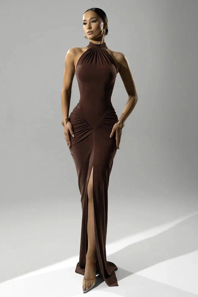 Glorol - Sleeveless Slim High Waist Split Maxi Dress