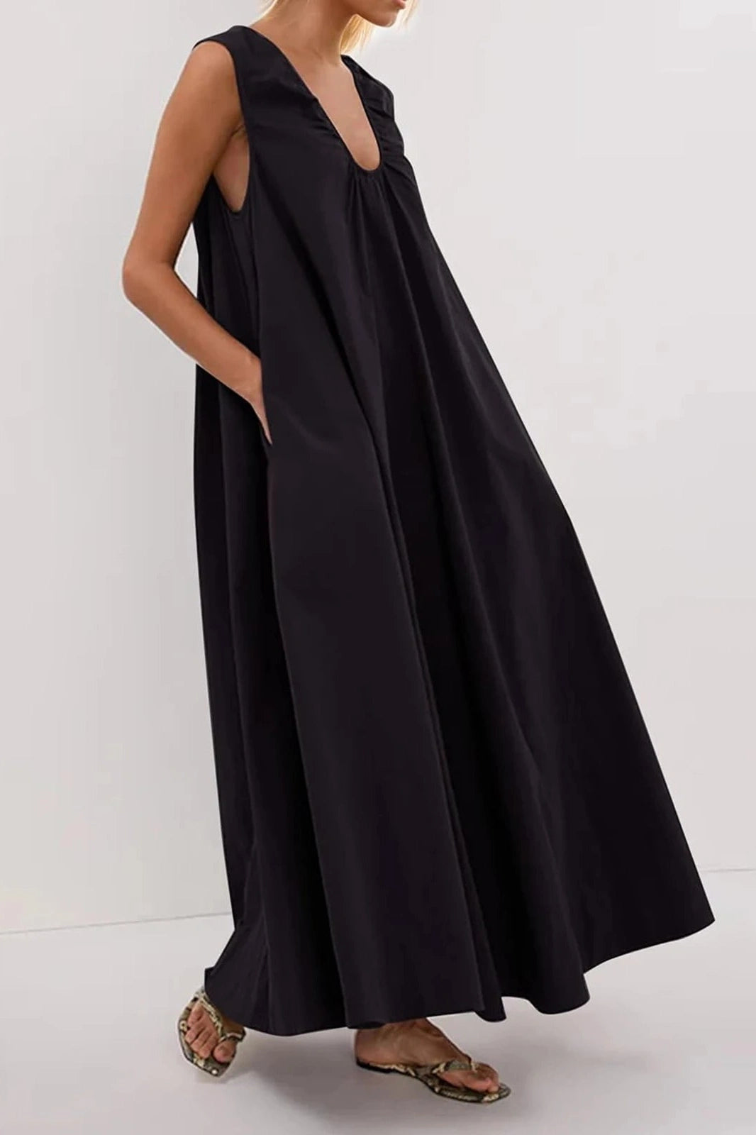 Glorol - Elegant Sleeveless Loose Maxi Dress