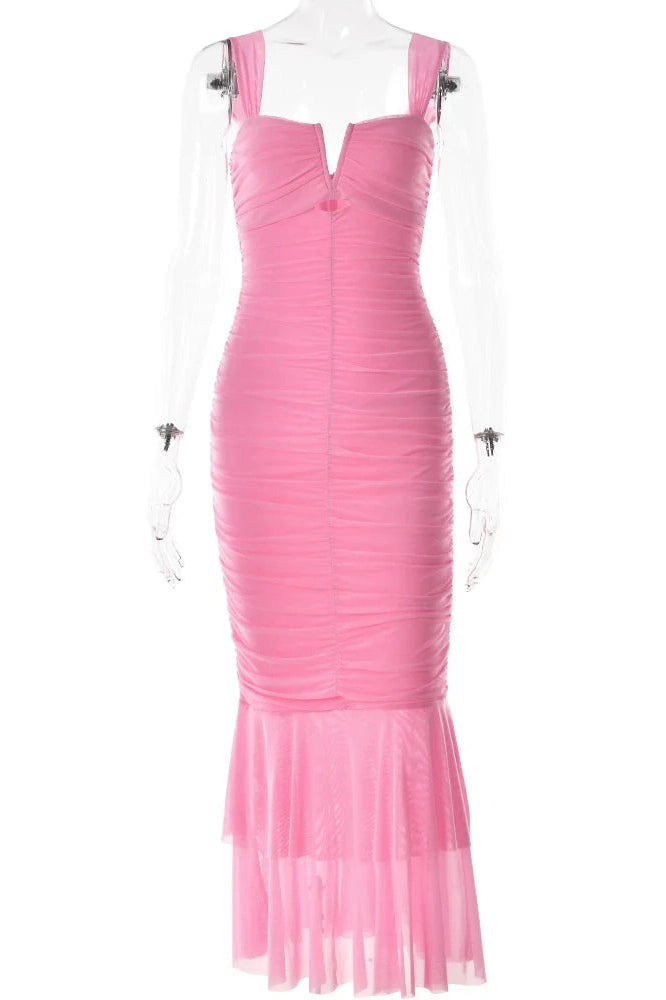 Glorol - Elegant Spaghetti Strap Sleeveless Backless Maxi Dress