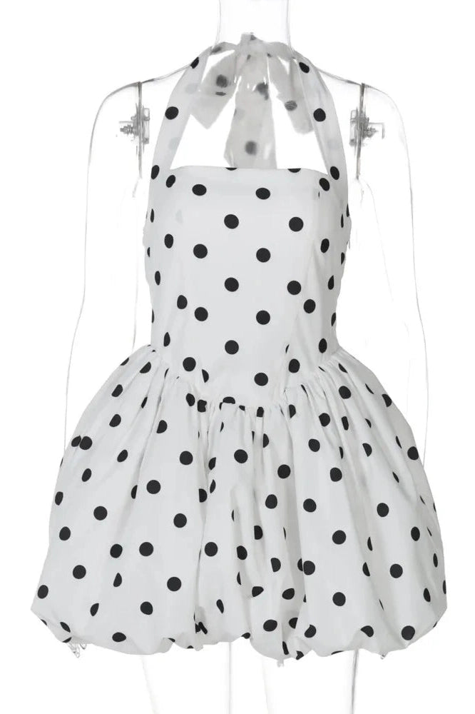 Glorol - Printed Off-Shoulder Sleeveless Backless High Waist A-Line Mini Dress