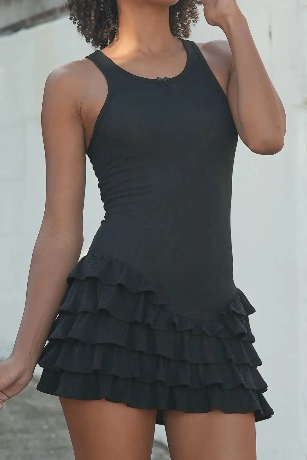Glorol - Patchwork Slim Sleeveless Bodycon Mini Dress
