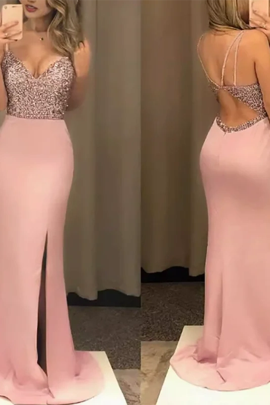 Glorol - Elegant Hollow Out High Waist V-Neck Sleeveless Slim Maxi Dress