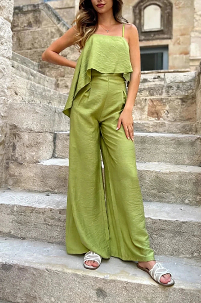 Glorol - Elegant Sleeveless Wide Leg Jumpsuit