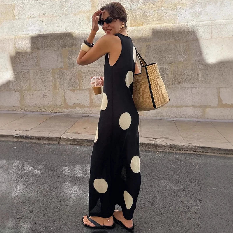 Glorol - See-Through O-Neck Sleeveless Maxi Dress