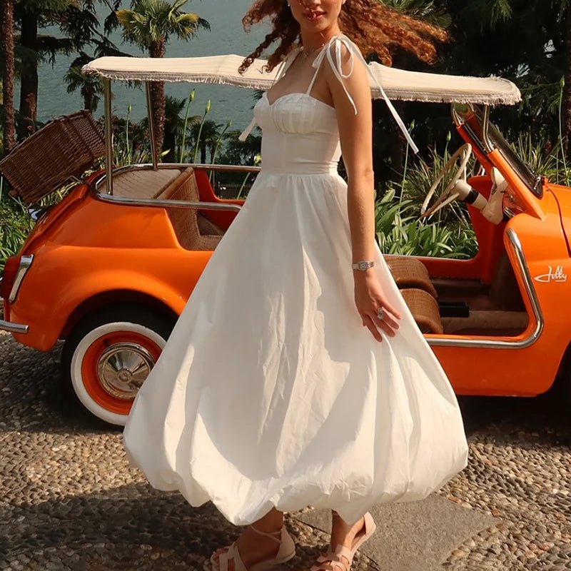 Glorol - Lace-Up Sleeveless Midi Dress