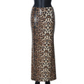 Glorol - Leopard Print Sequin Patchwork Skirt
