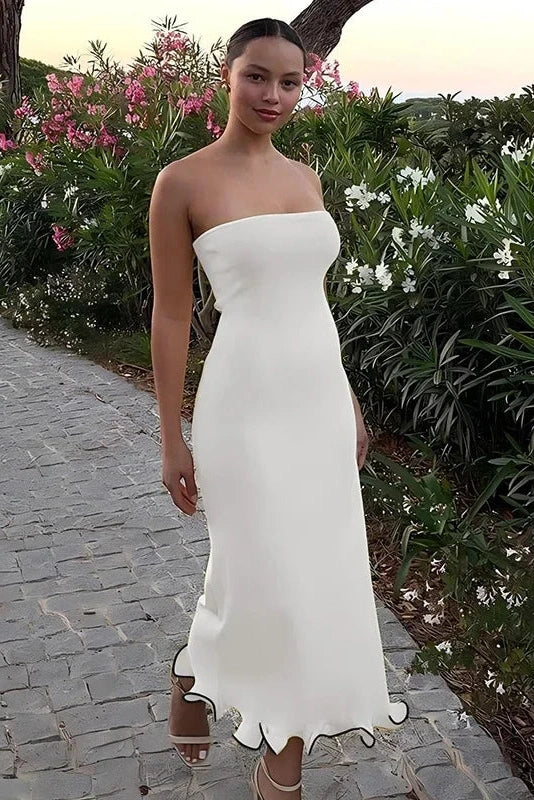 Glorol - Elegant Slim Fit Patchwork Long Sleeve Backless Midi Dress
