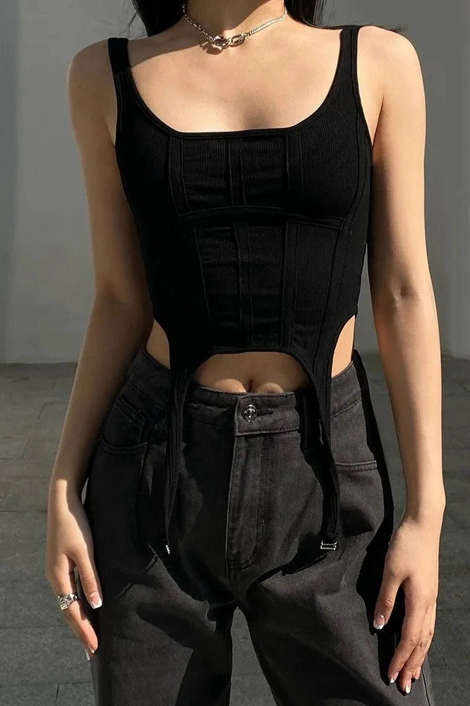Glorol - Knitted Sleeveless Slim Irregular Top