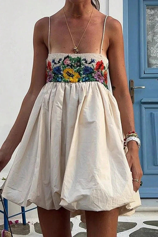 Glorol - Off Shoulder High Waist Sleeveless Slim Printed Mini Dress