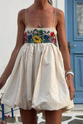 Glorol - Off Shoulder High Waist Sleeveless Slim Printed Mini Dress