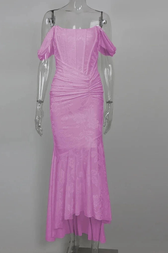 Glorol - Off-shoulder Strapless Sleeveless Backless Maxi Dress
