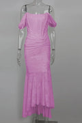 Glorol - Off-shoulder Strapless Sleeveless Backless Maxi Dress