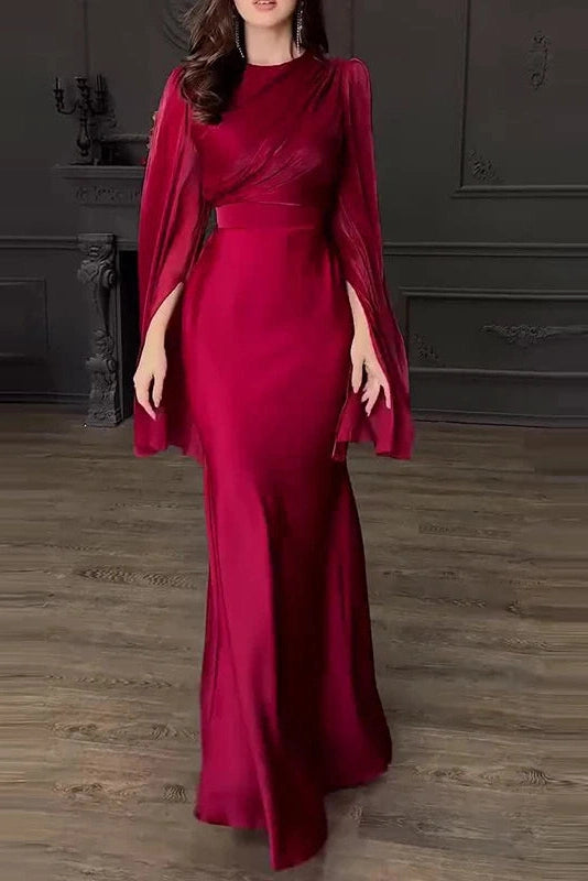 Glorol - Elegant Slim Long Sleeve High Waisted Maxi Dress