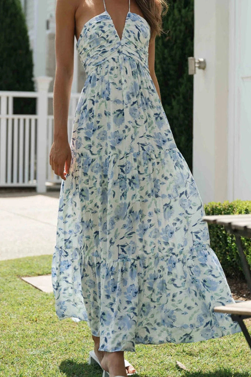 Glorol - Elegant Sleeveless Tie-Up Maxi Dress