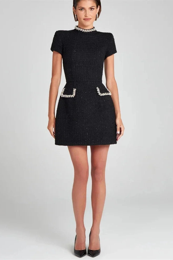 Glorol - Short Sleeve Patchwork Slim Mini Dress
